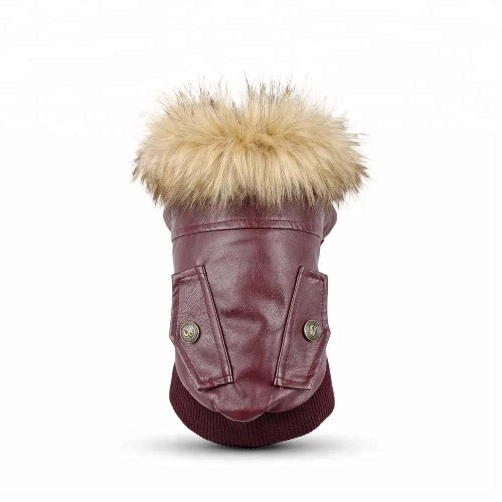 Pet Leather Jacket Winter Dog Coat Waterproof Small Dog Clothes Puppy Apparel Warm Clothes for Puppy