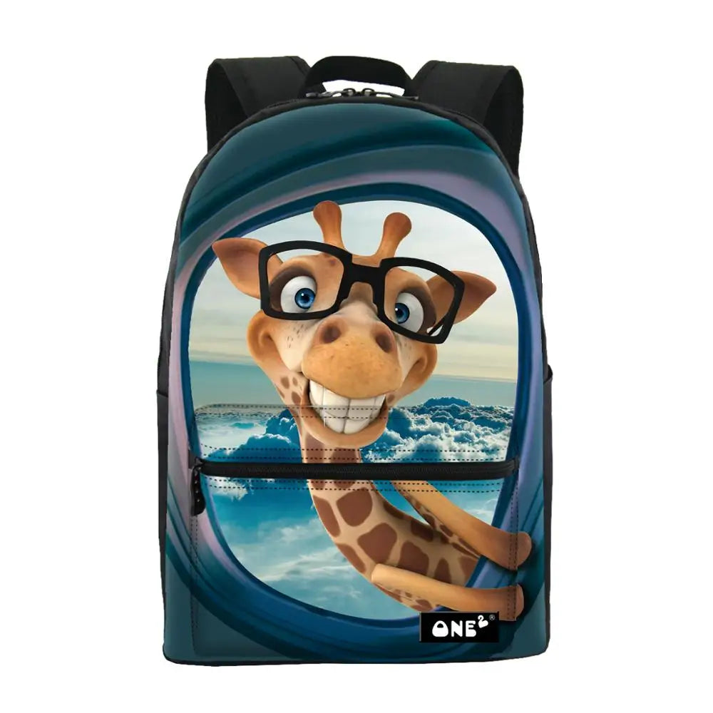 2019 ONE2 Design Blue Denim Pocket Dog School Backpack for Girls, Backpack,dog Pattern Backpack