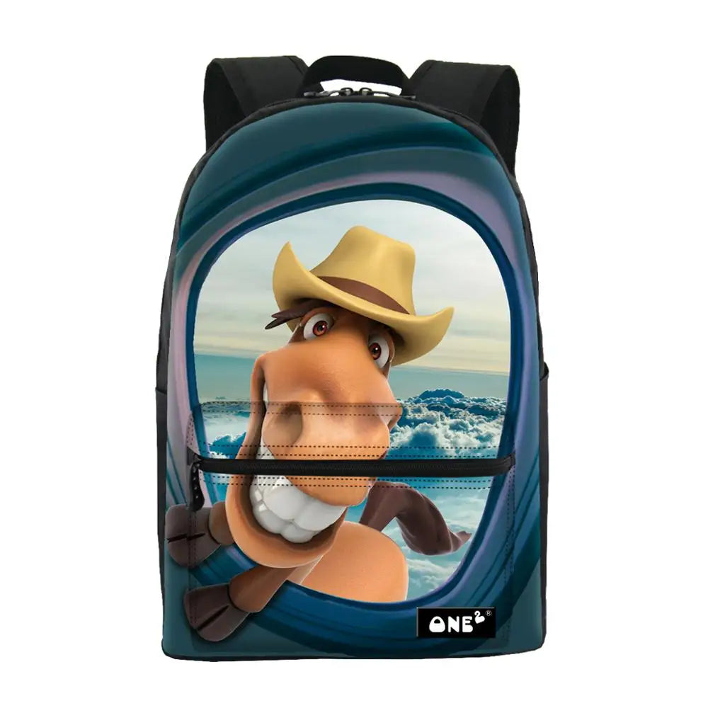 2019 ONE2 Design Blue Denim Pocket Dog School Backpack for Girls, Backpack,dog Pattern Backpack