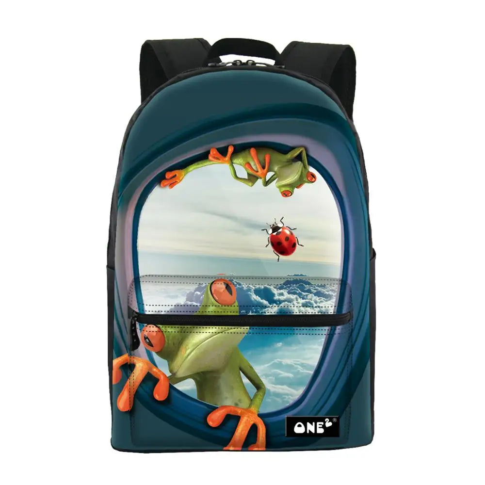 2019 ONE2 Design Blue Denim Pocket Dog School Backpack for Girls, Backpack,dog Pattern Backpack