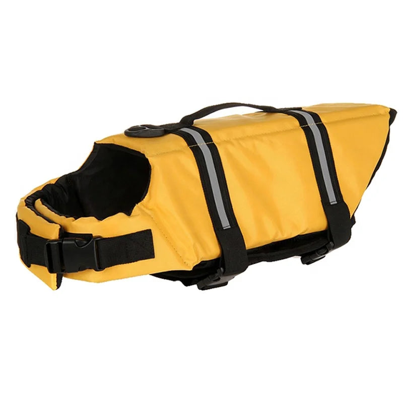 Prominent Color Reflective Dog Swimming Vest Floating Life Jacket for Summer Winter Spring Made of Polyester Solid Pattern