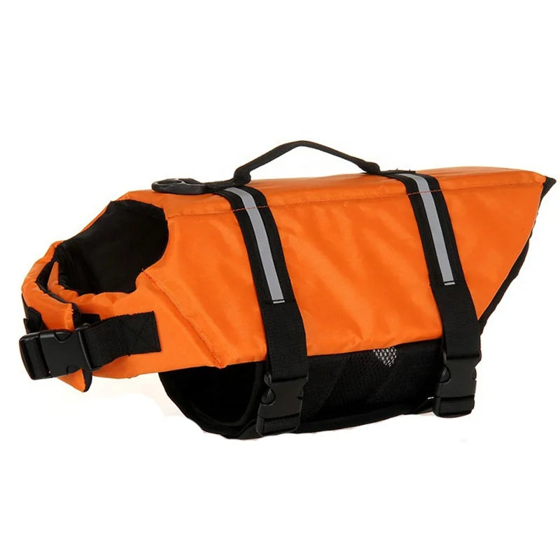 Prominent Color Reflective Dog Swimming Vest Floating Life Jacket for Summer Winter Spring Made of Polyester Solid Pattern