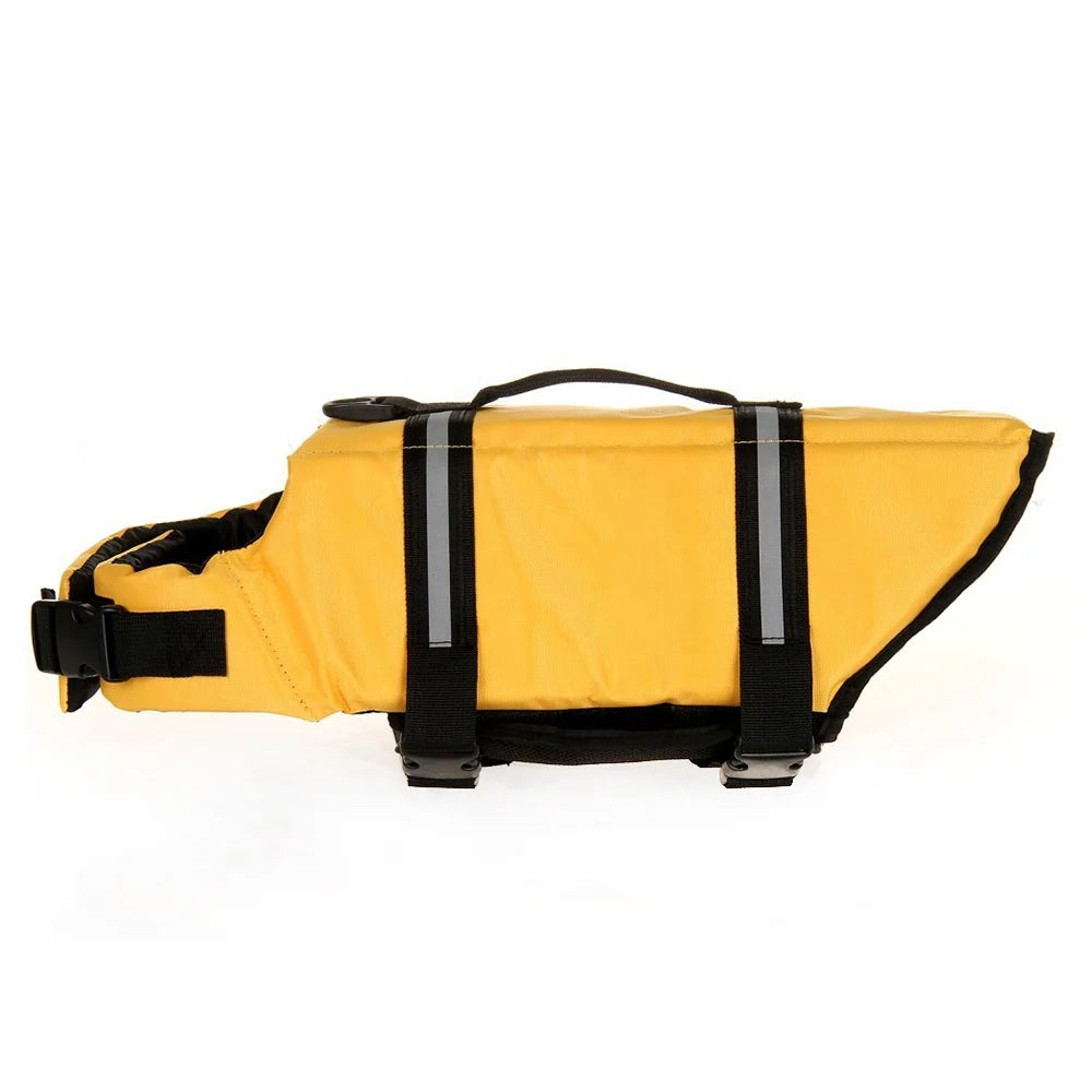Prominent Color Reflective Dog Swimming Vest Floating Life Jacket for Summer Winter Spring Made of Polyester Solid Pattern