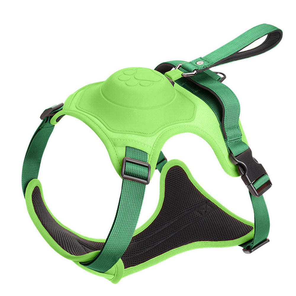 Vibe Geeks Ultimate 2-in-1 Reflective No-pull Dog Harness with Retractable Leash and Control Handle - Black - L