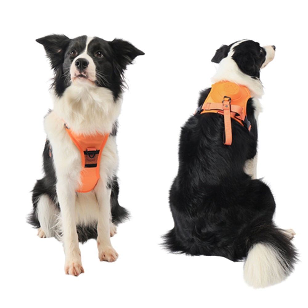 Vibe Geeks Ultimate 2-in-1 Reflective No-pull Dog Harness with Retractable Leash and Control Handle - Black - L