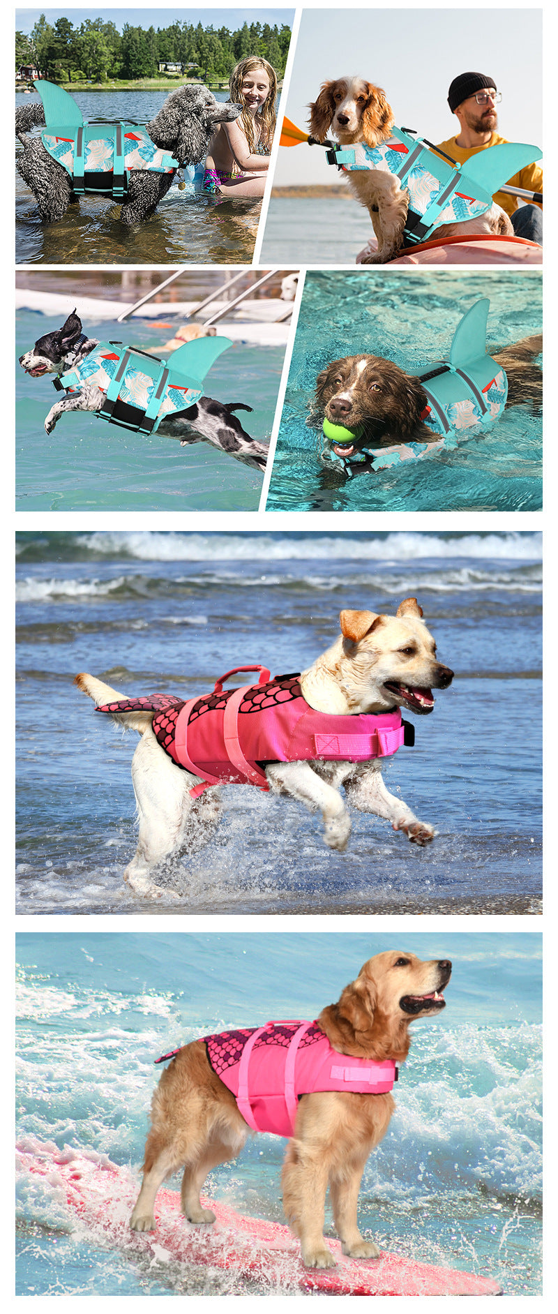 Size XL Blue Sailboat Pattern Pet Life Jacket for Dogs - Summer Swimming Safety Vest with Shark Fin for Small to Large Breeds