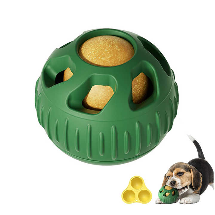 Red Ball and Black Mold Pet Treat Dispensing Ball and Molding Set - Silicone Dog Chew Toy for Teeth Cleaning and Boredom Relief
