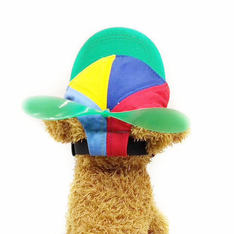 L Orange Pet Baseball Cap with Spinning Propeller - Colorful Fun Design - See Details for Sizing
