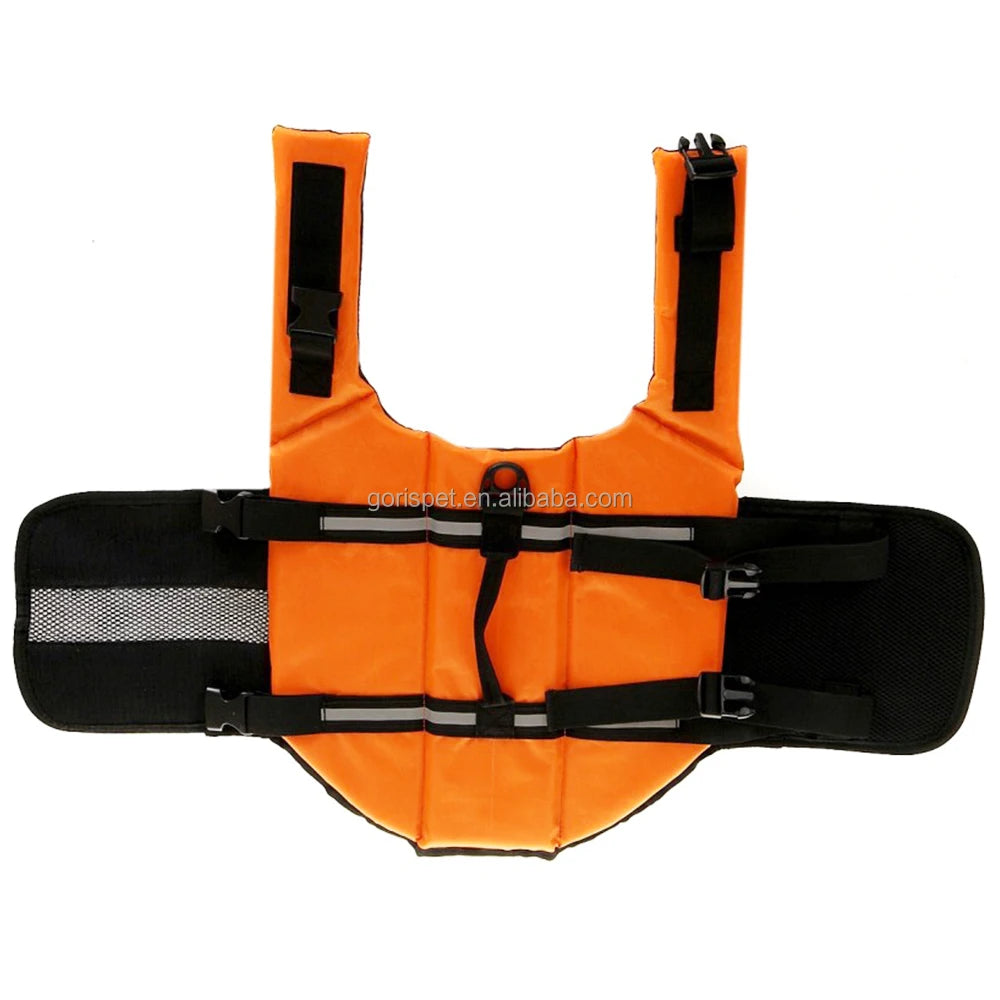 Prominent Color Reflective Dog Swimming Vest Floating Life Jacket for Summer Winter Spring Made of Polyester Solid Pattern